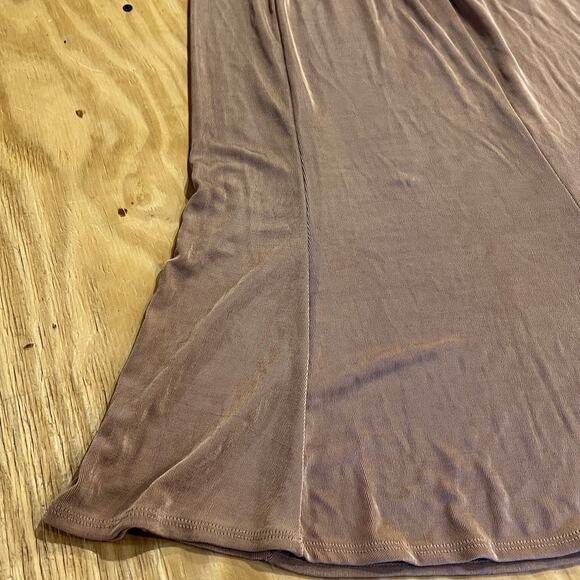 VTG Choices Taupe Pleated A-Line Midi Skirt Elastic Womans Size Large Made USA - Picture 8 of 13